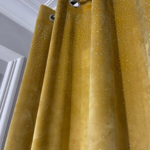 Zasłony welurowe Metor z kryształkami 140x250 MUSZTARDA