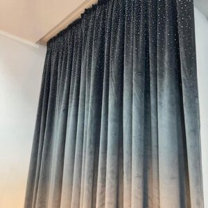 Zasłony welurowe Metor z kryształkami 140x250 STAL