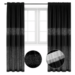 Zasłony welurowe GLAMOUR SILVER 2 140x250 cm na taśmie czarna