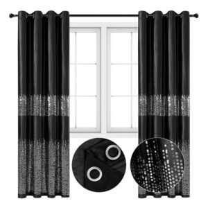 Zasłony welurowe GLAMOUR SILVER 2 140x250 cm na przelotkach czarna