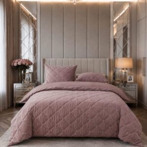 Narzuta Diamond Crystal 220 x 240 Welur brudny róż NOWOŚĆ