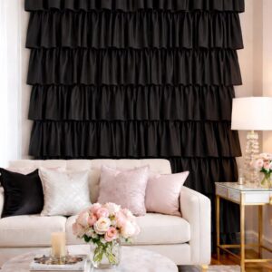 Zasłona Romantica 90 x 250 cm Czarny welur velvet Zasłony gotowe