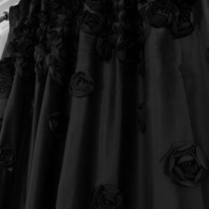 Zasłona WELUROWA FRENCH ROSES 140x270 cm CZARNY z wyszywanymi różami wyjątkowy model NOWOŚĆ