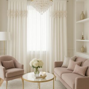 Zasłona ROYAL ROSES z wyszywanymi różami w 3 rzędach 140x250 cm na przelotkach NOWOŚĆ