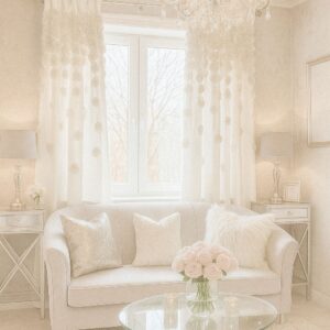 Zasłona WELUROWA FRENCH ROSES 140x250 cm ŚMIETANA z wyszywanymi różami wyjątkowy model NOWOŚĆ