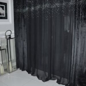 Firana POTŁUCZONE SZKŁO 140x270 cm CZARNA taśma