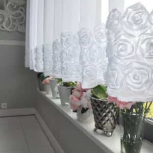 Firana szyfonowa z kolekcji ROSES | NOWOŚĆ | 600x150 cm taśma | PRZEDSPRZEDAŻ