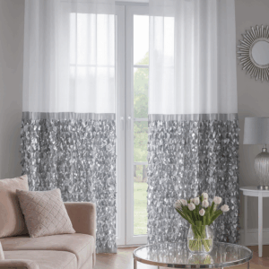 Firana z szyfonu LUNA CRYSTAL 500x250 cm laserowe wycięcia PRZELOTKI