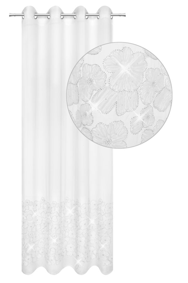 Firana FLOWERS CRYSTAL 140X250  na przelotki