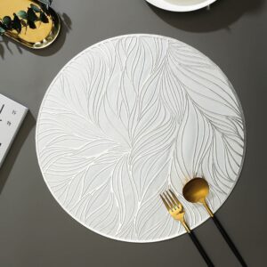 Podkładka na stół LIŚCIE 38 cm | bała/srebro