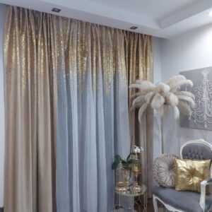 Zasłony welurowe ZŁOTY DESZCZ 140x250 PRZELOTKI jasny beż