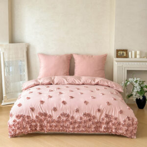 Pościel FRENCH ROSES z wyszywanymi różami NOWOŚĆ 200x220 | pudrowy róż