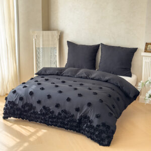 Pościel FRENCH ROSES z wyszywanymi różami NOWOŚĆ 160x200 | czarny