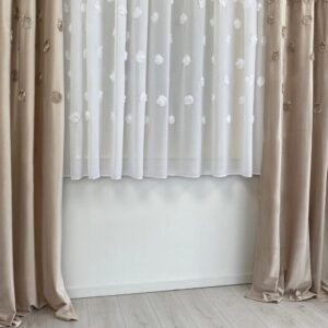 Firana FRENCH ROSES z wyszywanymi różami 3D BIAŁA | 300x140 taśma