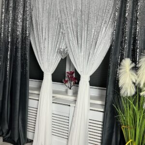 Firana z etaminy SREBRNY DESZCZ140x250 cm przelotki