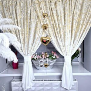 Firana zakładana ZŁOTY DESZCZ 400x160 cm złoty print | biała