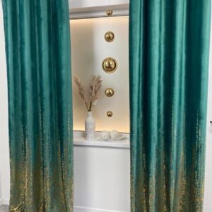 Zasłony welurowe ZŁOTA MGŁA 140x250 PRZELOTKI zielony