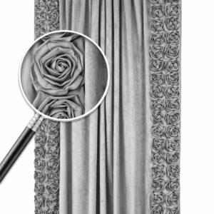 Zasłony welurowe FOREVER ROSE 140X270 róże 3D NOWOŚĆ! szary