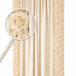 Zasłony welurowe FOREVER ROSE 140X270 róże 3D NOWOŚĆ! kremowy