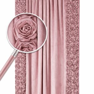 Zasłony welurowe FOREVER ROSE 140X270 róże 3D NOWOŚĆ! brudny róż