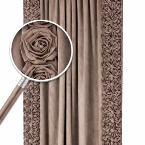 Zasłony welurowe FOREVER ROSE 140X270 róże 3D NOWOŚĆ! mokka