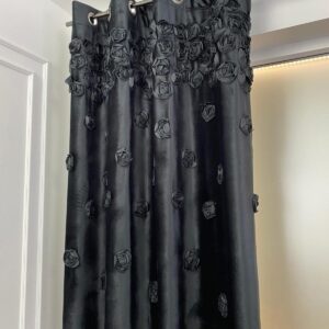 Zasłona WELUROWA FRENCH ROSES 140x250 cm CZARNY z wyszywanymi różami wyjątkowy model PRZELOTKA